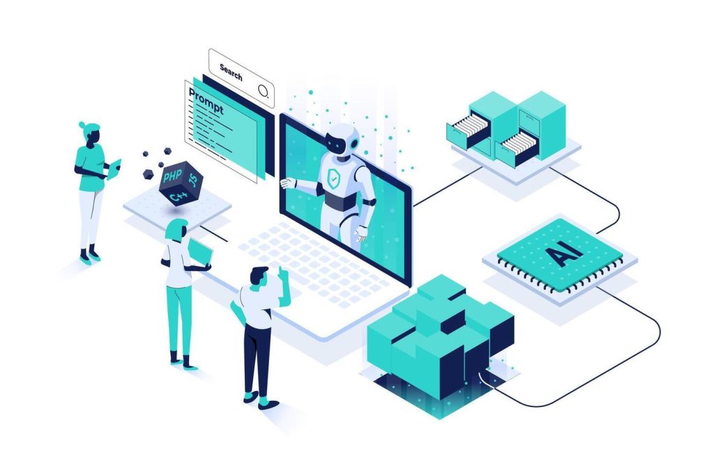 ai integration web development tools illustration vector